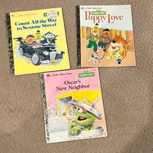 Little Golden Books Sesame Street Collection - Yellow, Brown, and Pink Covers